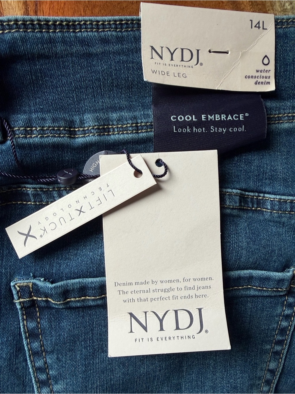 NYDJ Wide Leg Jeans in Dark Blue Denim